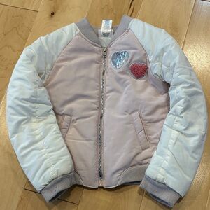 Kids Pink and White Heart Patch Jacket